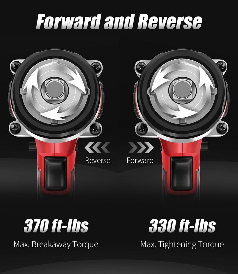 AVID POWER Cordless Impact Wrench, 1/2 Impact Gun w/Max Torque 330 ft lbs (450N.m), Power Impact Wrenches w/ 3.0A Li-ion Battery, 1 Hour Fast Charger (Light Red) - Image 5